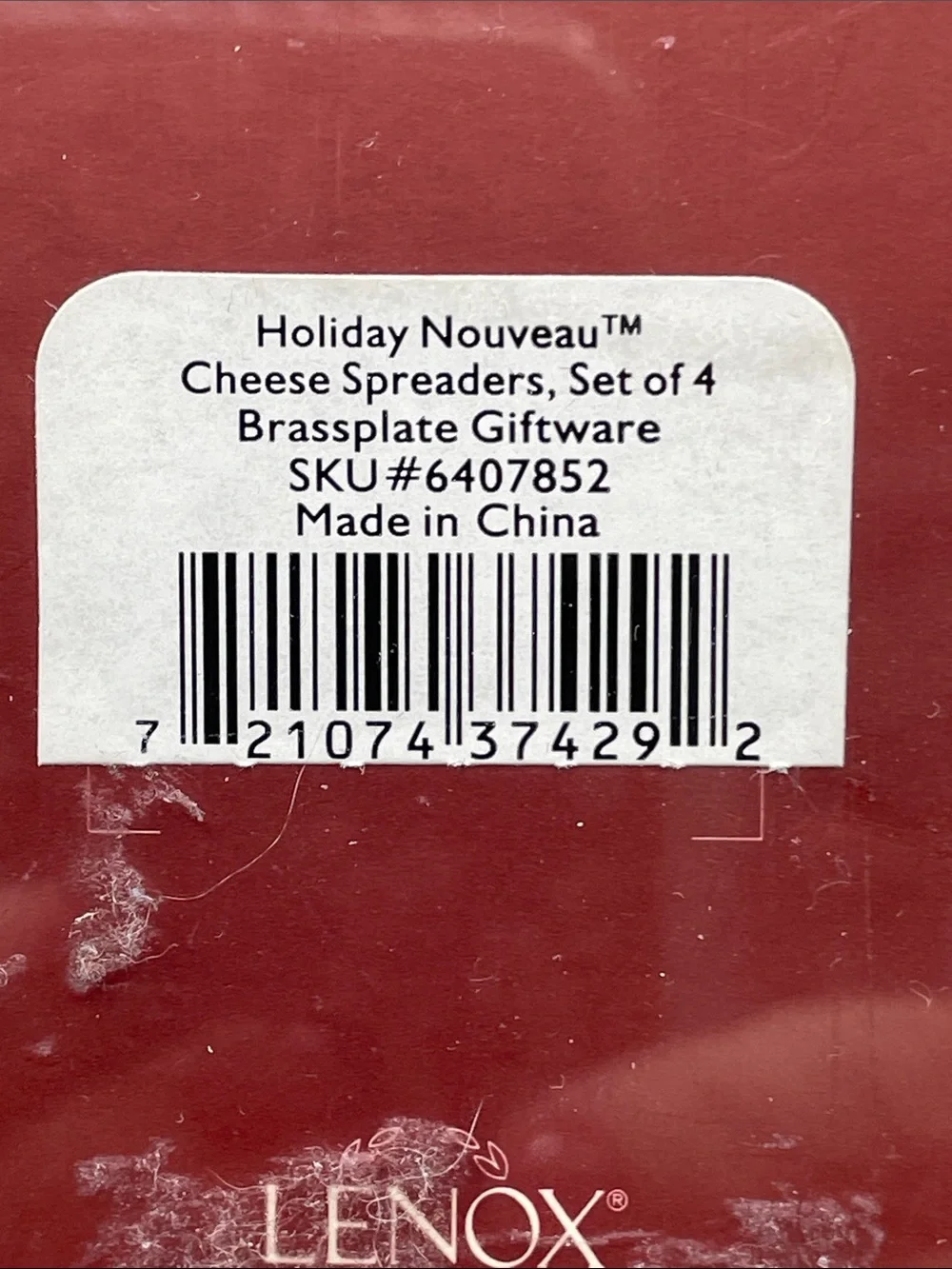 Retired Lenox Holiday Nouveau Cheese Spreaders Set of 4 in Original Box, Brass